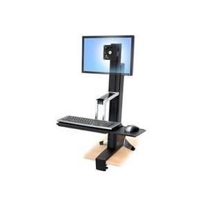 Ergotron WorkFit-S Single LD Sit-Stand Workstation - Aufstellung (Tablett, Spannbefestigung für Tisch, Pivot, Spalte) für LCD-Bildschirm/Tastatur/Maus - Stahl - Schwarz (22) - Montageschnittstelle: 100 x 100 mm, 75 x 75 mm - Tischmontage (33-342-200)