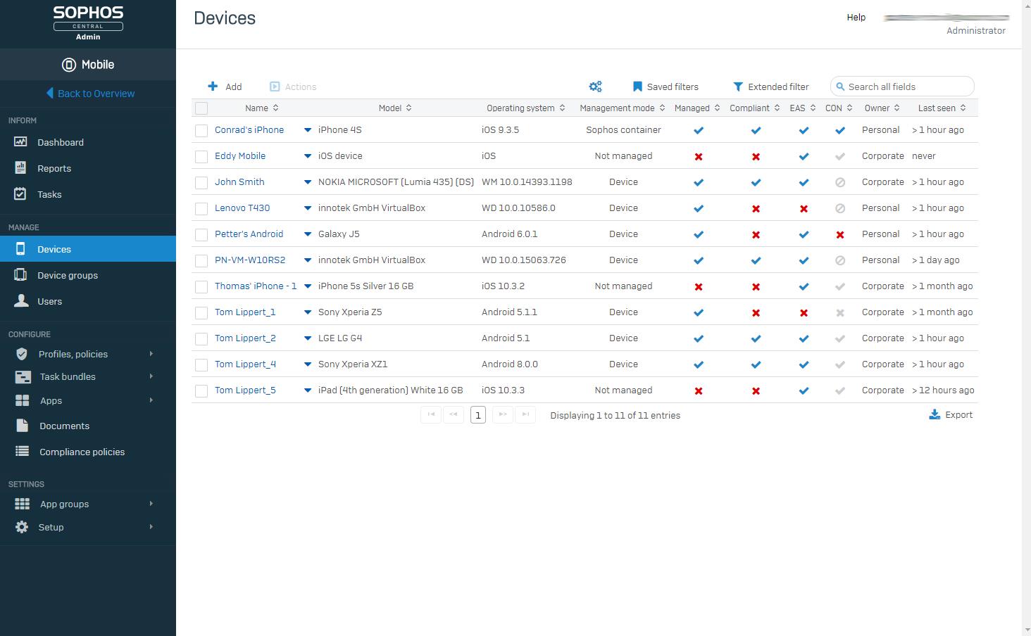 Sophos Mobile Control as a Service - Abonnement-Lizenzerweiterung (1 Monat) - 1 Client - Volumen - 1-9 Lizenzen - Pocket PC, Android, iOS, Windows Phone (SMCD0CTSV)