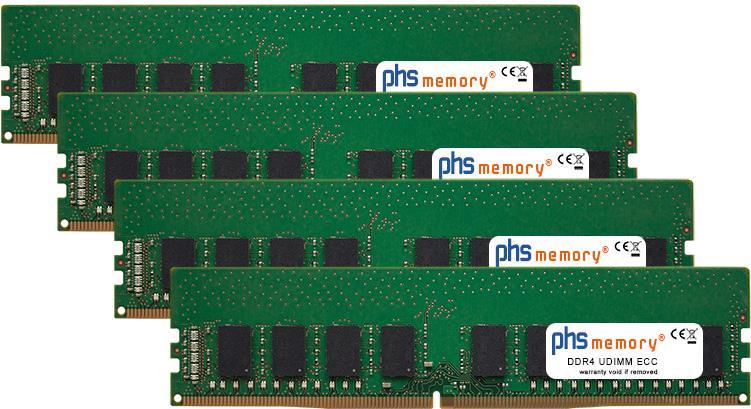PHS-memory 128GB (4x32GB) Kit RAM Speicher passend für Dell Precision 3630 Tower DDR4 UDIMM ECC 2666MHz PC4-2666V-E (SP420058)