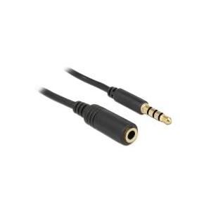 Delock Cavo di prolunga jack da 3,5 mm 4 pin maschio a femmina da 0,5 m nero