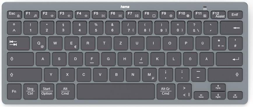 Hama Travel 400 QWERTZ Tedesco Bluetooth Nero Grigio scuro