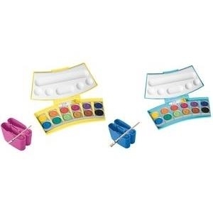 Pelikan Deckfarbkasten ProColor 735, 12 Farben, gelb 2 abnehmbare Wasserboxen, 12 Farbschälchen, herausnehmbare - 1 Stück (724575)
