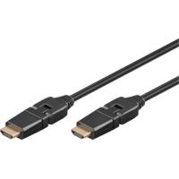 Wentronic Goobay High Speed HDMI Kabel mit Ethernet, Schwarz, 1.5 m - HDMI A-Stecker>HDMI A-Stecker 360° drehbar (31888)