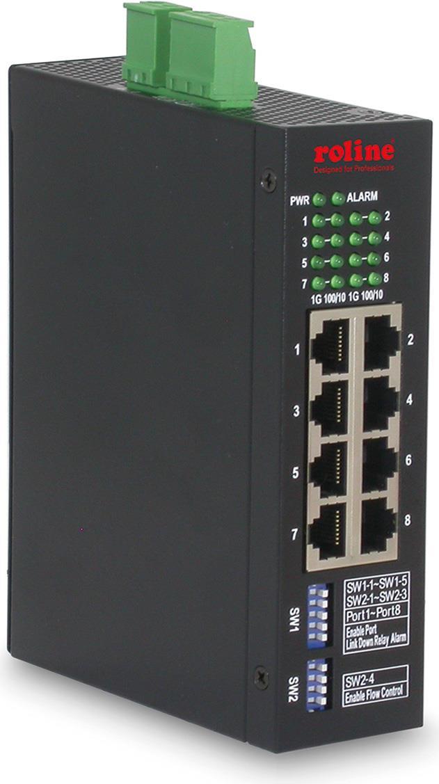 ROLINE Industrial Gigabit Ethernet Switch, 8 Ports, Web Managed (21.13.1136)