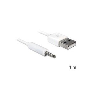 DeLOCK - iPod-Lade-/Datenkabel - USB Typ A, 4-polig (M) - Mini-Phone Stereo 3,5 mm - 1,0m - weiß - für Apple iPod shuffle (1G, 2G) (83182)