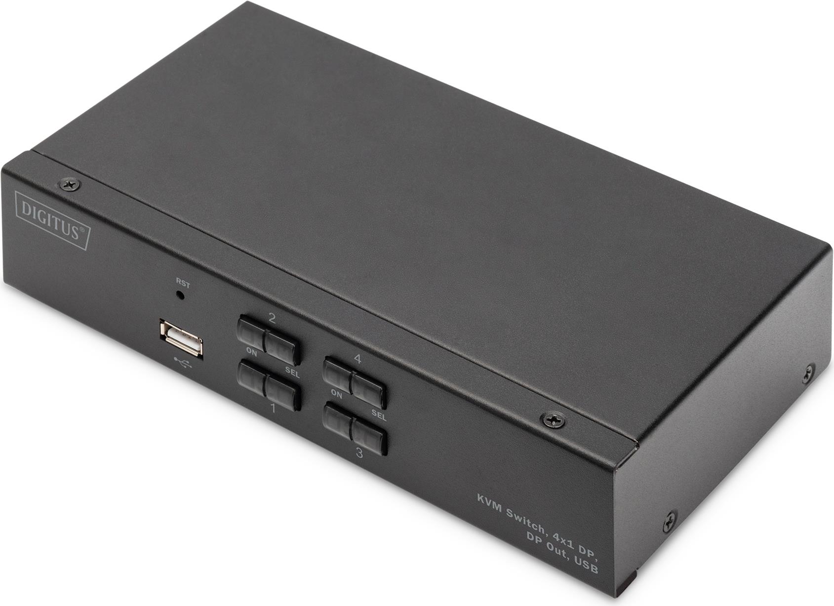 Switch KVM DIGITUS 4x1 DP DP/uscita DP/USB/4K60Hz