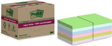 Foglietti riposizionabili Post-it®Super Sticky carta riciclata al 100% assortiti 76x76 mm - 12 blocchetti da 70 ff