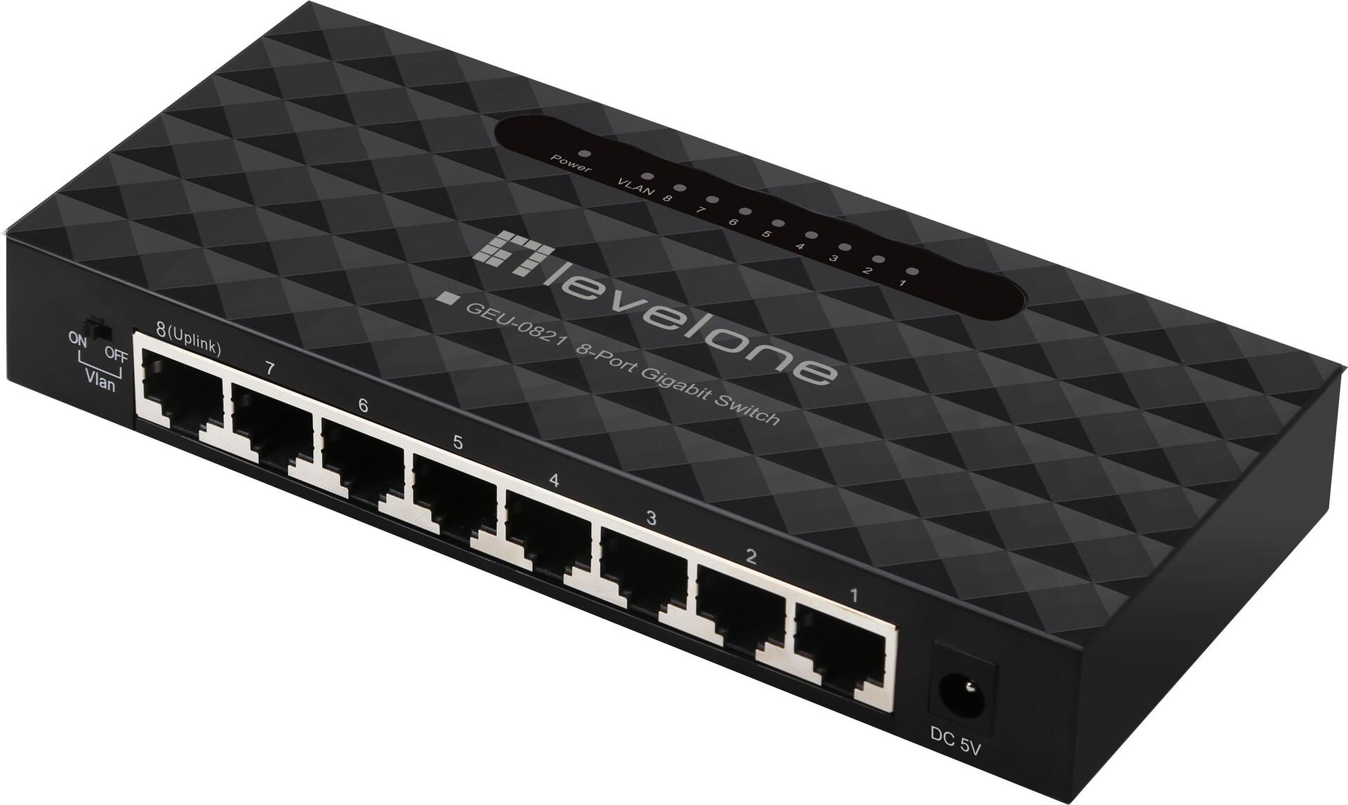 LevelOne GEU-0821 switch di rete Gestito Gigabit Ethernet [10/100/1000] (LevelOne Switch 8x GBit Unmanaged)