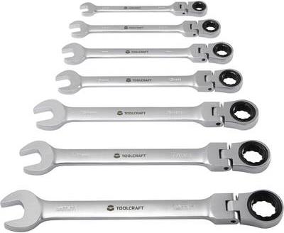 TOOLCRAFT Ratschen-Ring-Maulschlüssel-Satz mit Gelenk 7tlg. Schlüsselweite 8 - 19 mm 1314022 (1314022)