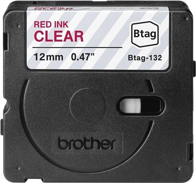 Brother BTAG-132 nastro per etichettatrice Rosso su trasparente