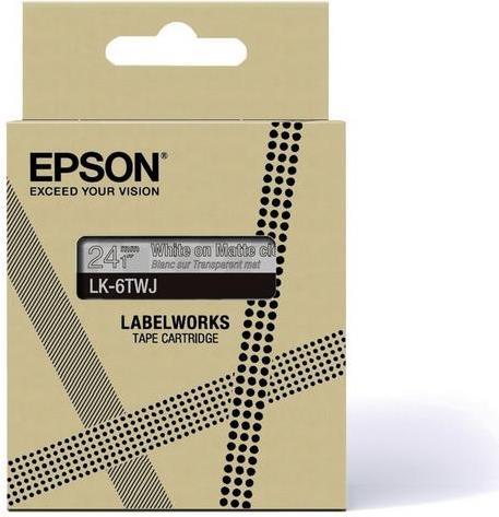 Epson LK-6TWJ Trasparente, Bianco (Epson LK-6TWJ White on Matte Clear Tape Cartridge 24mm - C53S672070)