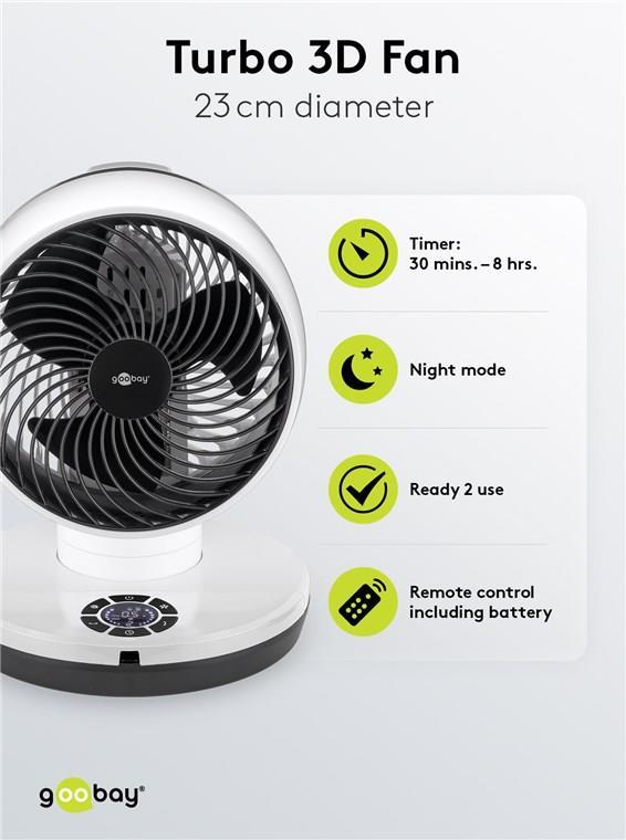 Ventilatore da pavimento 3D 9 pollici bianco 28x36x26