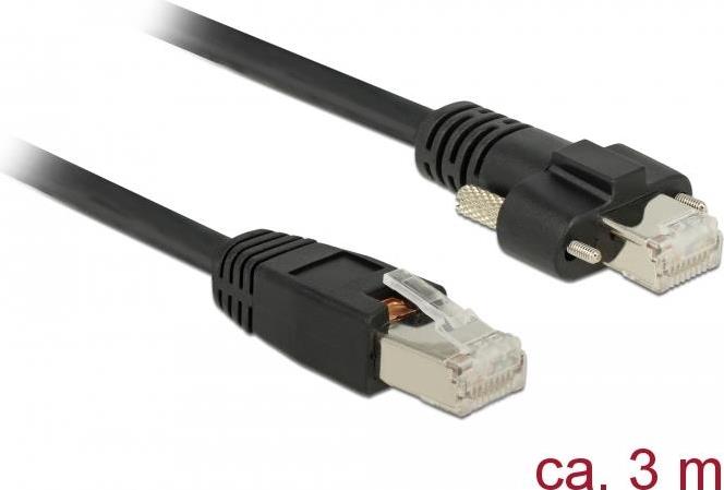 Delock - Cavo patch - RJ-45 (M) avvitabile a RJ-45 (M) - 3 m - Cavo SSTP - CAT 6 - nero