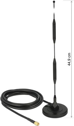 Delock Antenna LTE SMA maschio 5 dBi 44,9 cm fissa omnidirezionale con supporto magnetico e cavo di collegamento RG-58 3