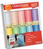Gütermann Nähfaden-Set Allesnäher 100m/10 Spulen Col.2 (Pastell) 10 Rollen Garn a 100 Meter (734006-2)