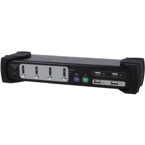 Equipaggia il combo doppio monitor a 4 porte - Switch KVM/Audio/USB - PS/2 USB - 4 x KVM/Audio - 1 utente locale - Desktop