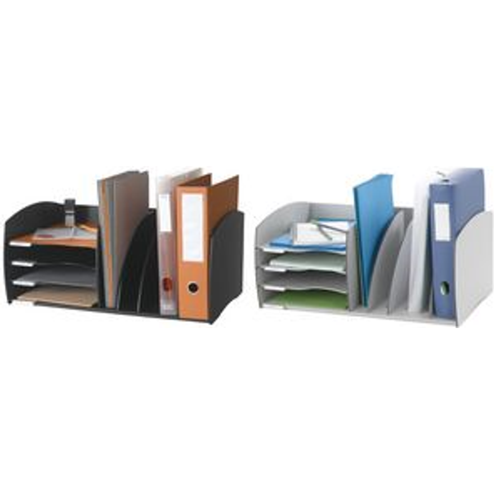 PAPERFLOW Ablagesystem S, 4 Fächer, grau aus Polystyrol, 2 verstellbare ...