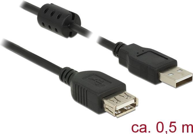 Delock Cavo di prolunga USB 20 Tipo-A maschio USB 20 Tipo-A femmina 05 m nero