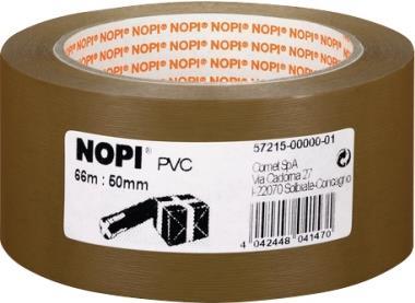 NOPI Verpackungsklebeband aus PVC, 50mm x 66m, braun gepackt zu 6 Stück (57215-00000-01)