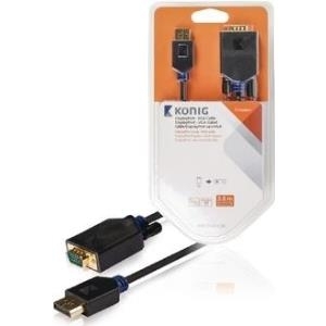 Nedis König - Videokabel - DisplayPort (M) bis HD-15 (M) - 2 m - Daumenschrauben - Anthrazit (KNC37300E20)