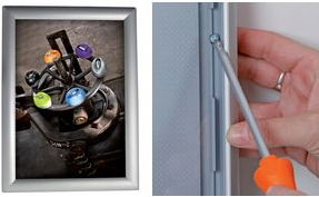 ALBA Plakatrahmen CLICA4, DIN A4, Aluminium-Klapprahmen silbereloxierter Aluminium-Klapprahmen, antireflektierendes - 1 Stück (CLICA4)