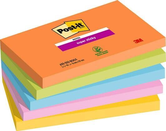 Foglietti Post-it® Super Sticky Boost - conf. 5 blocchetti da 90 ff Post-it® 76x127 mm - 655-5SS-BOOS