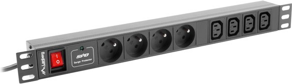 Steckdosenleiste Lanberg PDU-04E04I-0200-IEC-BK (8 x UTE, 2m, schwarz) (PDU-04E04I-0200-IEC-BK)