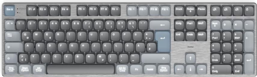 Hama WK-800 tastiera Casa/ufficio Bluetooth QWERTZ Tedesco Antracite Nero Blu