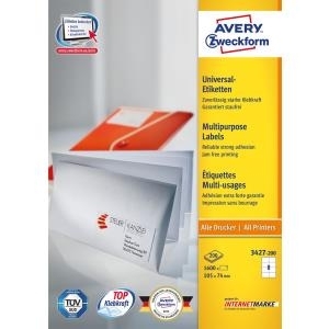 Avery - Mehrzwecketiketten - weiß - 105 x 74 mm - 800 Etikett(en) (100 Bogen x 8) (3427-200)