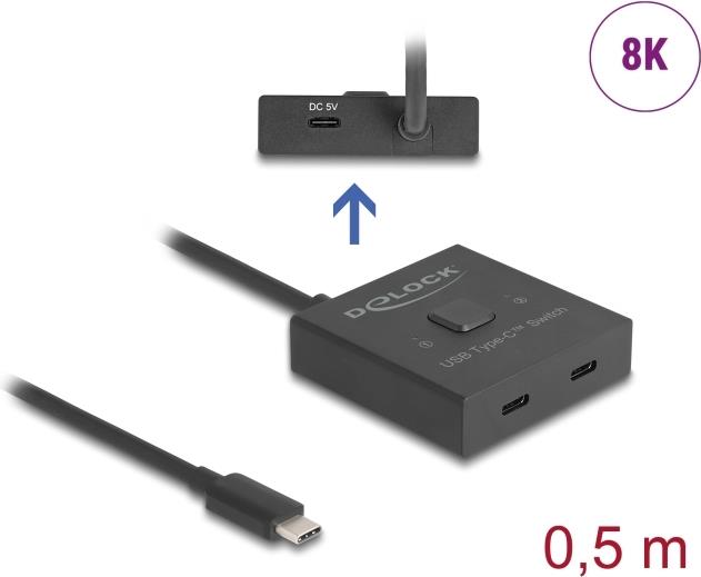 Delock Switch USB USB Type-C da 10 Gbps da 2 a 1 bidirezionale 8K