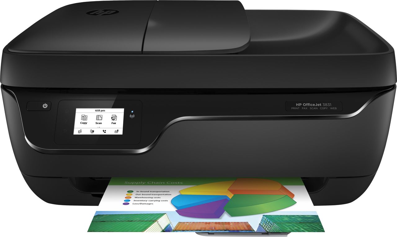 HP Inc HP Officejet 3831 All-in-One - Multifunktionsdrucker - Farbe - Tintenstrahl - 216 x 297 mm (Original) - A4/Legal (Medien) - bis zu 7 Seiten/Min. (Kopieren) - bis zu 20 Seiten/Min. (Drucken) - 60 Blatt - USB 2.0, Wi-Fi(n) (K7V45B#629)