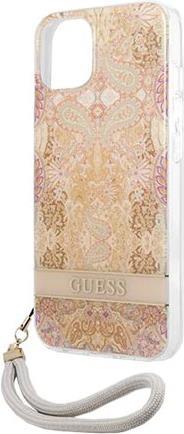 GUESS Custodia rigida con cinturino a forma di fiore color oro per iPhone 13 Mini GUHCP13SHFLSD (GUHCP13SHFLSD)