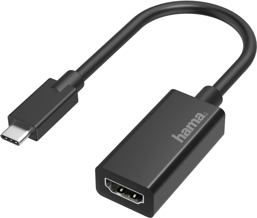 Hama Cavetto adattatore USB Type C M / HDMI F, Ultra HD 4K, nero [Pack PC] (Hama USB-C Male to HDMI Female Cable, Ultra-HD 4K,