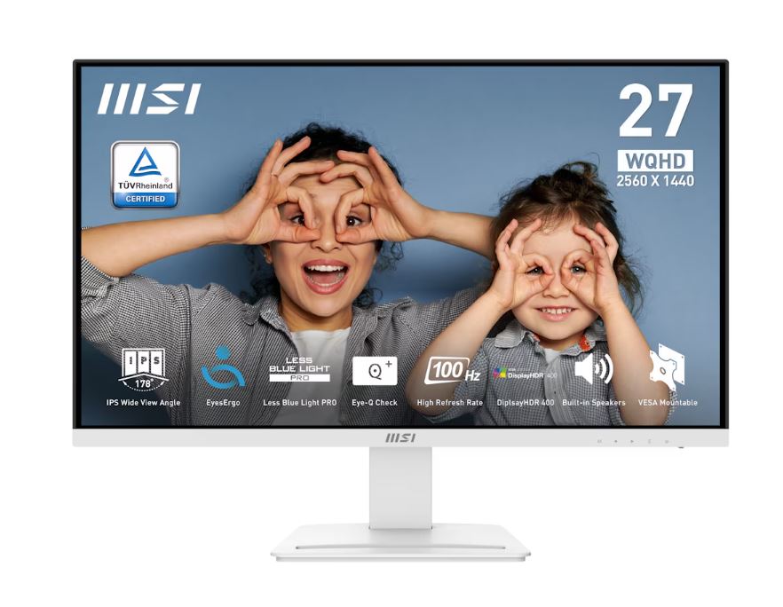 MSI Pro MP273QWDE E2 Monitor PC 686 cm (27") 2560 x 1440 Pixel Wide Quad HD LCD Bianco