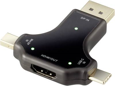 Renkforce DisplayPort / HDMI Adapter [1x DisplayPort Stecker, Mini-DisplayPort Stecker, USB-C Stecker - 1x HDMI-Buchse] Schwarz (RF-3846634)