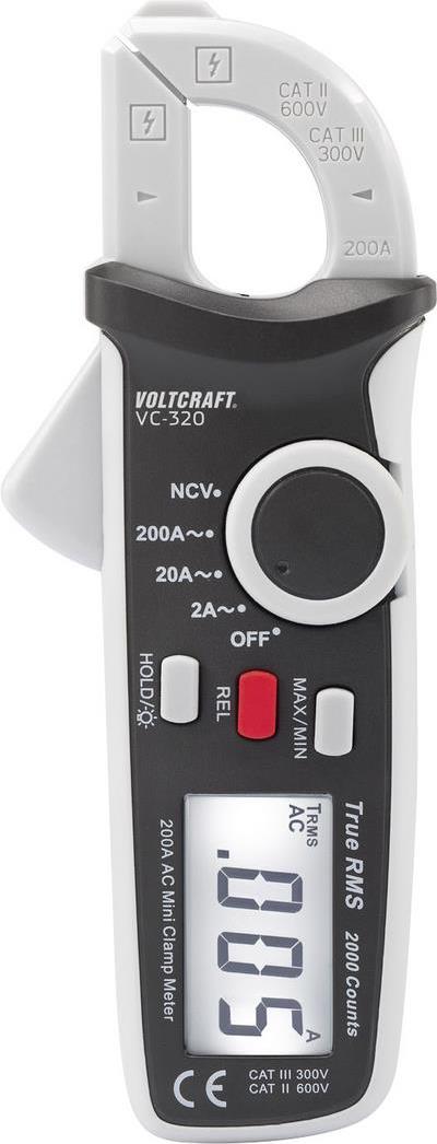 Pinza amperometrica VOLTCRAFT VC-320 calibrata (ISO) digitale CAT II 600 V CAT III 300 V display (conteggi) 2000 (VC-9486035)