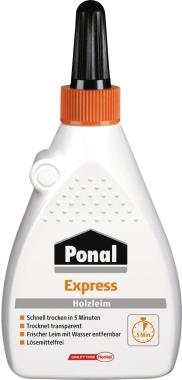 Ponal Express Holzleim, lösemittelfrei, 120 g Flasche trocknet in 5 Minuten, frischer Leim mit Wasser entfernbar (PN15X)