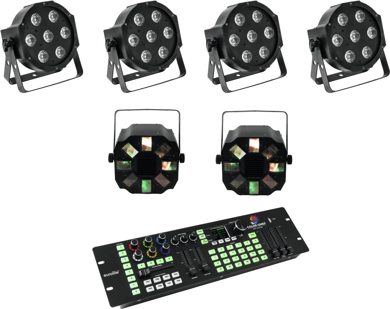 EUROLITE Set 4x LED SLS-7 HCL Floor + 2x LED FE-700 + DMX LED Color Chief Controller (20000434)