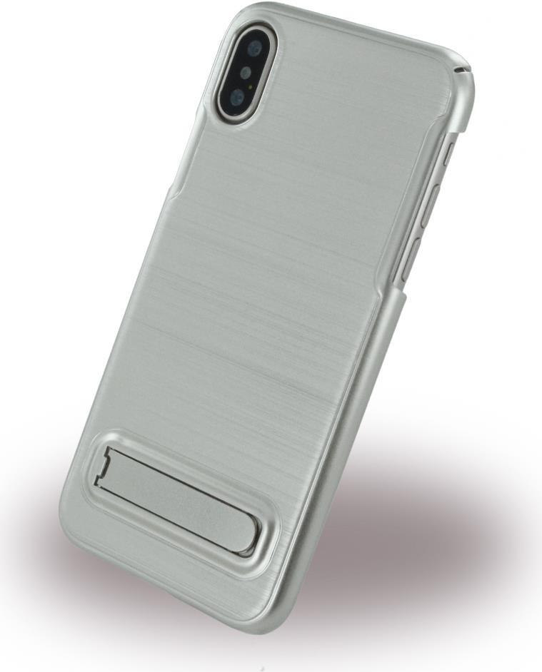 Burshed Stand - Hardcover - Apple iPhone X - Silber