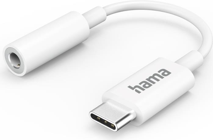 Hama USB Type-C Male to 3.5mm Jack Female Adapter, White