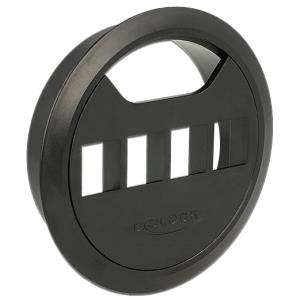 DeLOCK Keystone Halterung 4 Port für Tischeinbau - Einbaudurchmesser: ca. 80 mm - Schwarz - 4 Ports (86283)