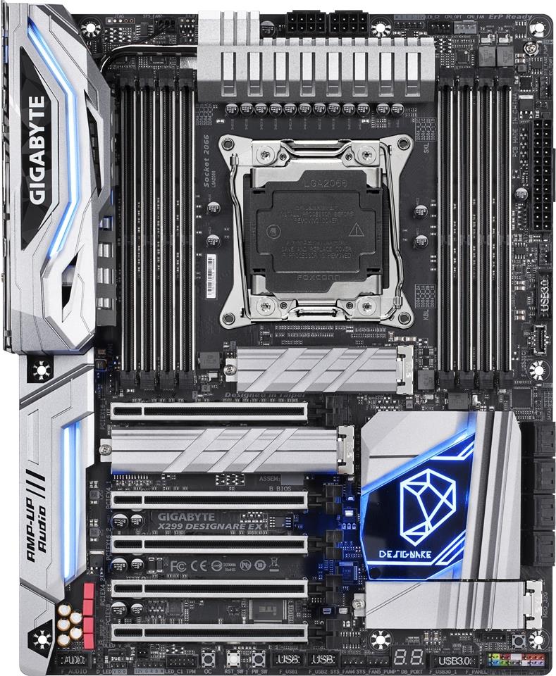 Gigabyte X299 DESIGNARE EX - 1.0 - Motherboard - ATX - LGA2066 Socket - X299 - USB 3.1 Gen 1, USB-C Gen2 - Bluetooth, 2 x Gigabit LAN, Wi-Fi - Onboard-Grafik - HD Audio (8-Kanal) Gigabyte X299 DESIGNARE EX - 1.0 - Motherboard - ATX - LGA2066 Socket - X299 - USB 3.1 Gen 1, USB-C Gen2 - Bluetooth, 2 x Gigabit LAN, Wi-Fi - Onboard-Grafik - HD Audio (8-Kanal)