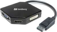 Sandberg Adapter DP>HDMI+DVI+VGA - Videokonverter - DisplayPort - DVI, HDMI, VGA