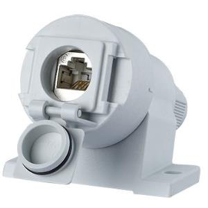BTR IT CONNECT E-DAT Industry IP67 V6 8(8) AP/KK Cat.6A - Modulare Eingabe - Hellgrau, RAL 7035 - 1 Anschluss