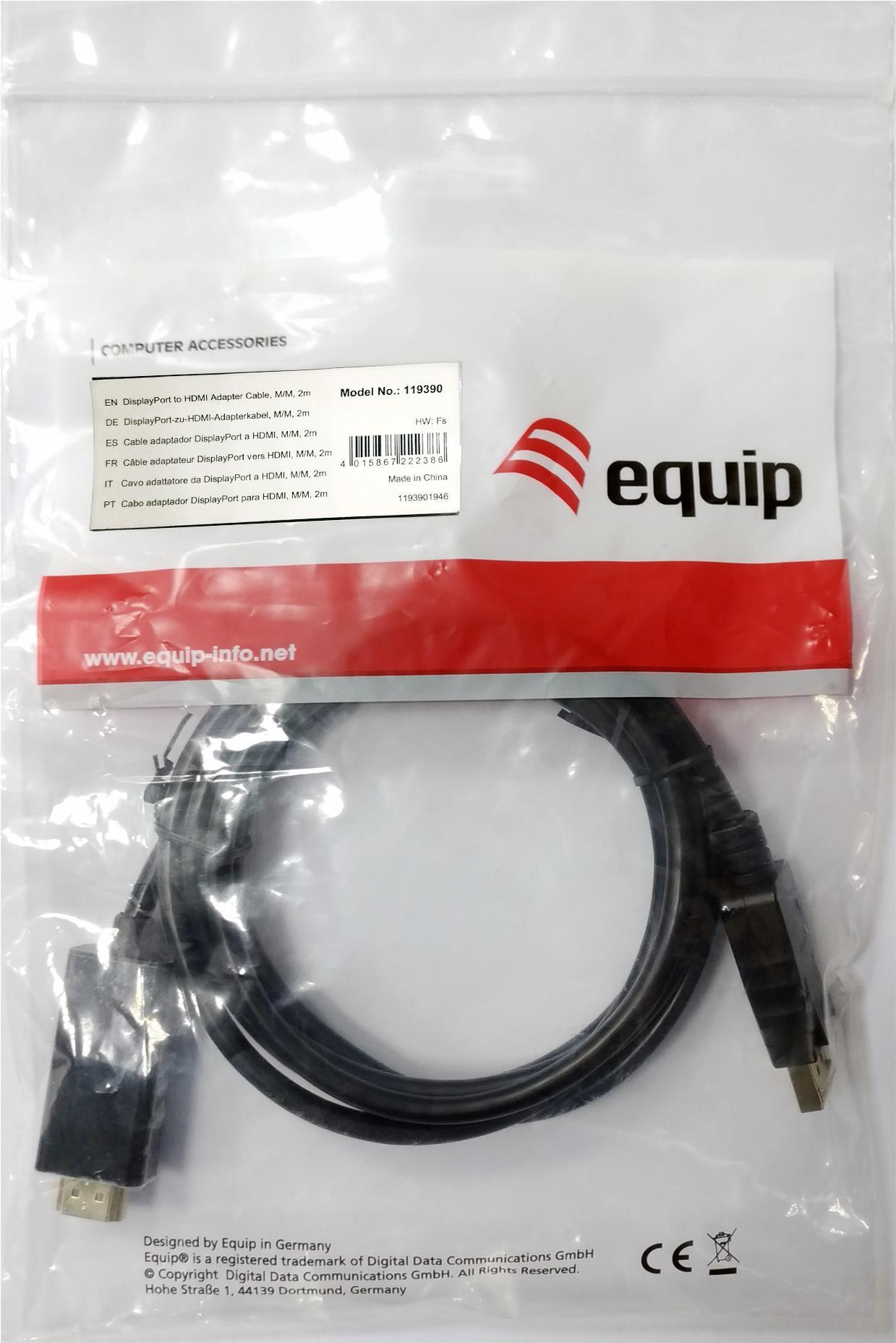 Equip 119390 cavo e adattatore video 2 m DisplayPort HDMI Nero