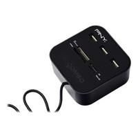 PNY Multi-Slot - Kartenleser (MS, MS PRO, MMC, SD, MS Duo, MS PRO Duo, miniSD, RS-MMC, MMCmobile, microSD, MMCplus, SDHC, miniSDHC, MS Micro, microSDHC) - USB2.0 (P-UBSDRDR21K-RF)