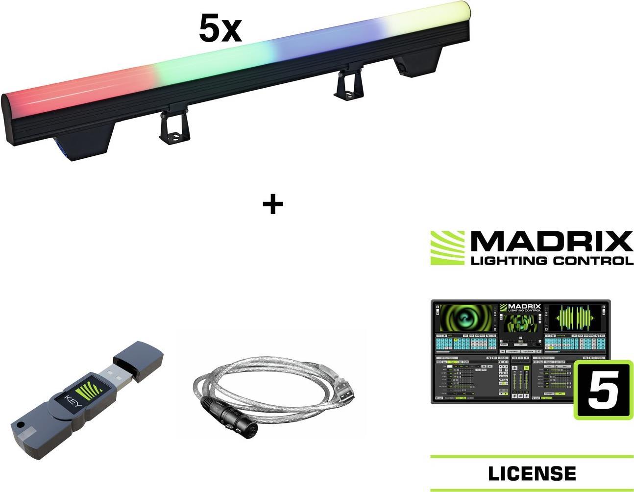 EUROLITE Set 5x LED PT-100/32 Pixel DMX Tube + Madrix Software (20000907)