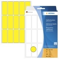 Herma - Etichette adesive permanenti - Giallo - 20 x 50 mm 480 etichette (32 foglio x 15) (2411)