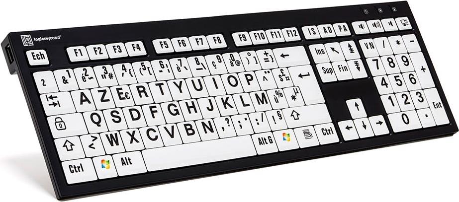 LogicKeyboard XL Print PC Slim Line NERO - Tastatur - USB - Französisch - Schwarz auf Weiß - mit LogicLight (LKB-LPBW-BJPU-FR) LogicKeyboard XL Print PC Slim Line NERO - Tastatur - USB - Französisch - Schwarz auf Weiß - mit LogicLight (LKB-LPBW-BJPU-FR)