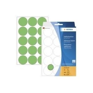 HERMA - Selbstklebende Papieretiketten, rund - grün - 32 mm rund 480 Etikett(en) (32 Bogen x 15) (2275)